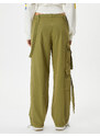 Koton Oversize padákové kalhoty bavlněné s cargo kapsou