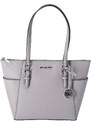 Michael Kors Charlotte Large Saffiano Leather Top-Zip Tote Bag Pearl Grey
