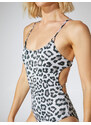Koton Leopard Patterned Swimsuit Thin Strap Tie Detailed Covered