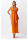 Trendyol Orange Maxi Woven Slit Beach Dress