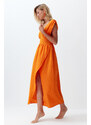 Trendyol Orange Maxi Woven Slit Beach Dress