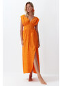 Trendyol Orange Maxi Woven Slit Beach Dress