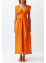 Trendyol Orange Maxi Woven Slit Beach Dress