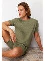 Trendyol Light Khaki Regular Fit Waffle Knitted Pajamas Set