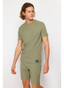 Trendyol Light Khaki Regular Fit Waffle Knitted Pajamas Set