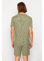 Trendyol Light Khaki Regular Fit Waffle Knitted Pajamas Set