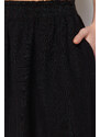 Trendyol Black 100% Linen Elastic Waist Midi Skirt