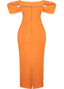 Trendyol Orange Fitted Woven Corset Detailed Elegant Evening Dress