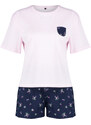 Trendyol Pink Multicolor Floral Knitted Pajamas Set