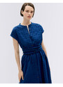 Thinking MU Navy Big Seersucker Gretel Dress NAVY