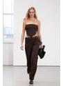 Trendyol Limited Edition Brown Strapless Woven Blouse