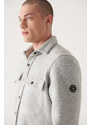 Avva Men's Light Gray Oversize Classic Collar Textured Coat