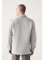Avva Men's Light Gray Oversize Classic Collar Textured Coat