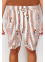 Trendyol Brown Regular Fit Teddy Bear Printed Knitted Shorts Pajama Set