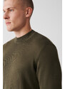 Avva Men's Khaki Knitwear Sweater High Crew Neck Viscose Regular Fit