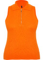 Trendyol Curve Orange Bodysuit Fine Knitwear Zippered Blouse