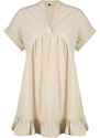 Trendyol Beige Wide Fit Mini Woven Ruffle Beach Dress