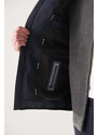 Avva Men's Navy Blue Water Repellent Windproof Inner Strap Detailed Thermometer Comfort Fit Comfort Fit Coat