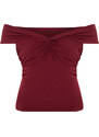 Trendyol Curve Burgundy Knot Detailed Knitted Blouse