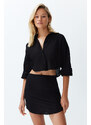 Trendyol Black Woven 100% Cotton Shirt Skirt Set