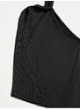 Dilvin 10379 Double Strappy One-Shoulder Knitwear Blouse-Black