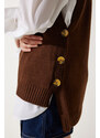 Happiness İstanbul Women's Brown Crew Neck Buttoned Knitwear Sweater