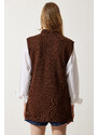 Happiness İstanbul Women's Brown Crew Neck Buttoned Knitwear Sweater