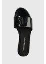 Pantofle Calvin Klein Jeans FLAT SANDAL SLIDE MG MET dámské, černá barva, YW0YW01348