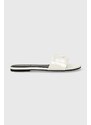 Pantofle Calvin Klein Jeans FLAT SANDAL SLIDE MG MET dámské, bílá barva, YW0YW01348