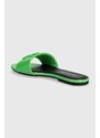 Pantofle Calvin Klein Jeans FLAT SANDAL SLIDE MG MET dámské, zelená barva, YW0YW01348