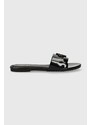 Pantofle Calvin Klein Jeans FLAT SANDAL SLIDE MG MET dámské, černá barva, YW0YW01348