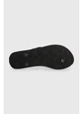 Žabky Calvin Klein FLIP FLOP DEBOSS LOGO MET dámské, černá barva, na plochém podpatku, HW0HW02043