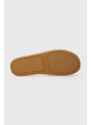 Kožené pantofle Tommy Hilfiger AUTHENTIC FLAT LTHR ESPADRILLE dámské, hnědá barva, na platformě, FW0FW07745