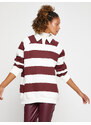 Koton Polo Neck Sweatshirt Oversize Striped Long Sleeve Fleece Inner