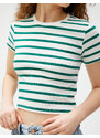 Koton Crop T-Shirt Crew Neck Short Sleeve Viscose Blend.