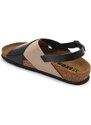 Leon 4302 Dámské kožené korkové sandály - Černá lakovaná