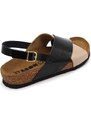 Leon 4302 Dámské kožené korkové sandály - Černá lakovaná