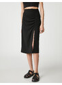 Koton Midi Skirt Slit Detailed Crepe Gathered