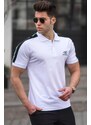 Madmext Men's White Polo Neck T-Shirt 5215