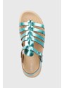 Dětské kožené sandály Geox SANDAL SOLEIMA zelená barva