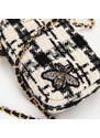 Dámská mini kabelka z kostkované látky s lesklým hmyzem Wittchen, béžovo-černá, syntetický materiál