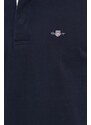 Bavlněné tričko s dlouhým rukávem Gant tmavomodrá barva, s aplikací