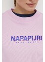 Bavlněná mikina Napapijri B-Kreis dámská, růžová barva, s aplikací, NP0A4HNWP1J1