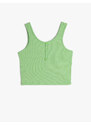Koton Undershirt Crop Sleeveless Thick Strap U Neck Button Detailed
