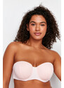 Trendyol Curve Light Pink Ribbed Strapless Bra