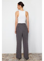 Trendyol Gray Cross Closure Wide Leg Woven Trousers