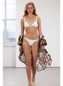 Trendyol Limited Edition Bridal Ecru Plain Triangle Accessorized High Leg Regular Bikini Set