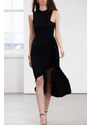 Trendyol Black Limited Edition High Neck Belt Detail Body-fitted Flexible Knitted Maxi Dress