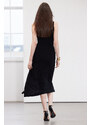 Trendyol Black Limited Edition High Neck Belt Detail Body-fitted Flexible Knitted Maxi Dress