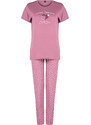 Trendyol Pale Pink Heart Knitted Pajamas Set